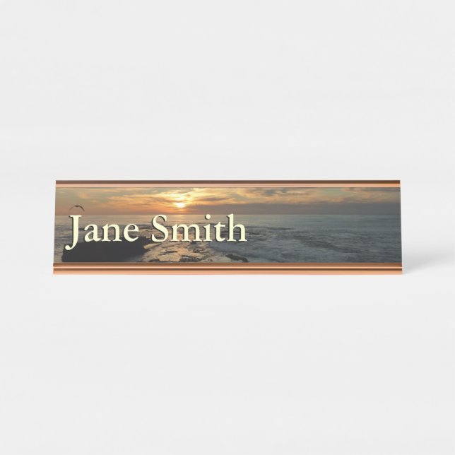San Diego Sunset I California Seascape Desk Name Plate (Front)