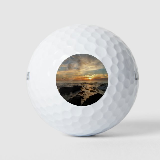 San Diego Sunset I California Seascape Golf Balls (Front)