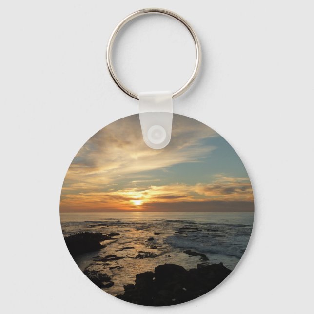 San Diego Sunset I California Seascape Key Ring (Front)