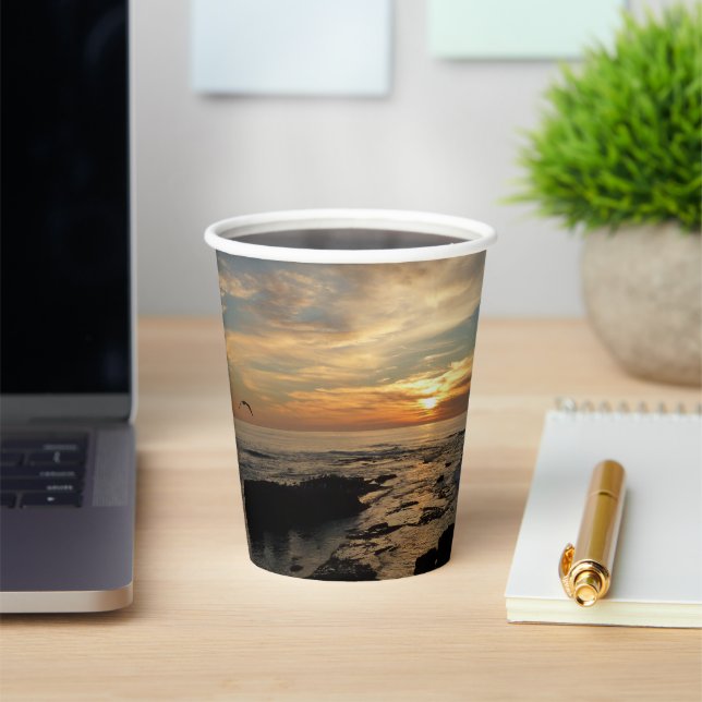 San Diego Sunset I California Seascape Paper Cups (Insitu)