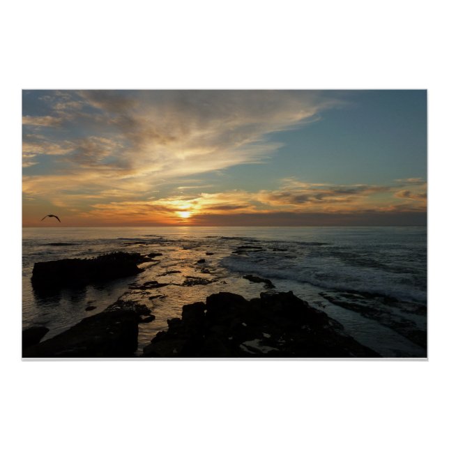 San Diego Sunset I California Seascape Poster (Front)