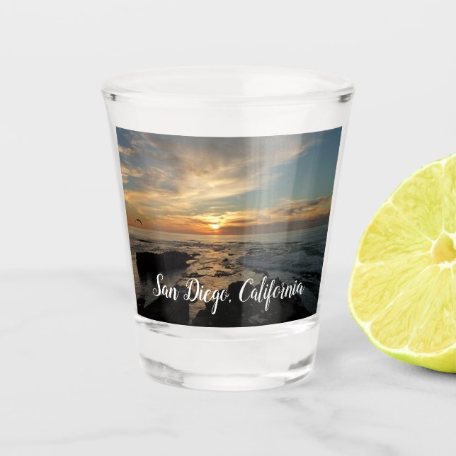 San Diego Sunset I California Seascape Shot Glass (Front)