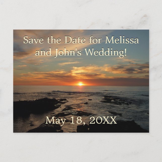 San Diego Sunset II California Seascape Announcement Postcard (Front)