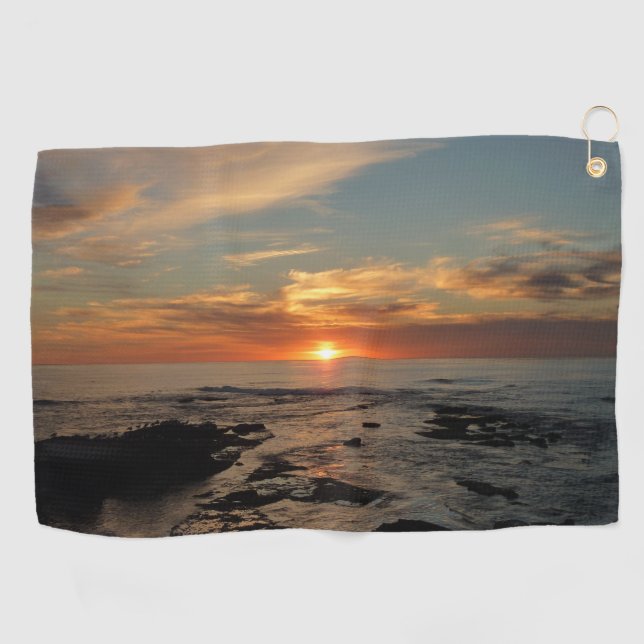 San Diego Sunset II California Seascape Golf Towel (Horizontal)