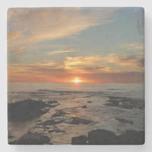 San Diego Sunset II California Seascape Stone Coaster