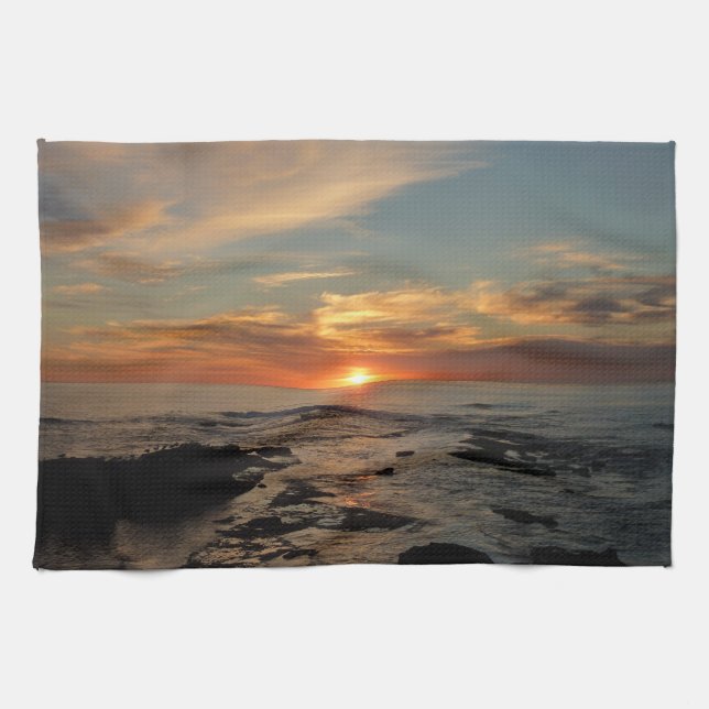 San Diego Sunset II California Seascape Tea Towel (Horizontal)