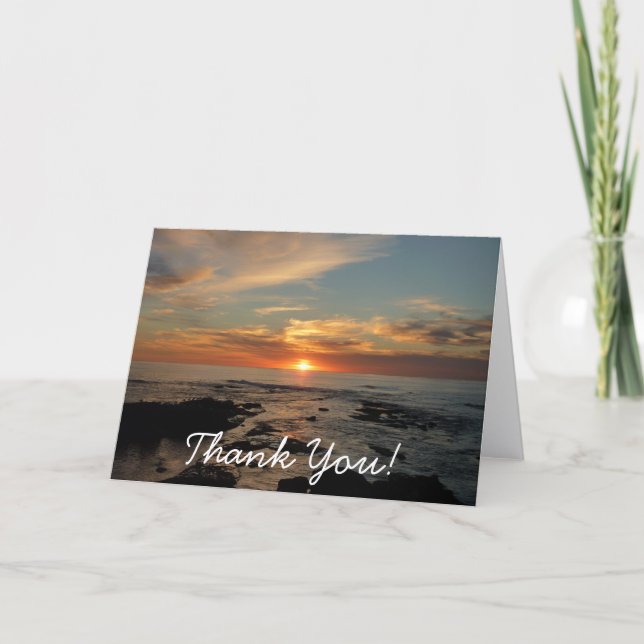 San Diego Sunset II California Seascape Thank You Card (Front)