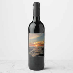 San Diego Sunset II California Seascape Wine Label