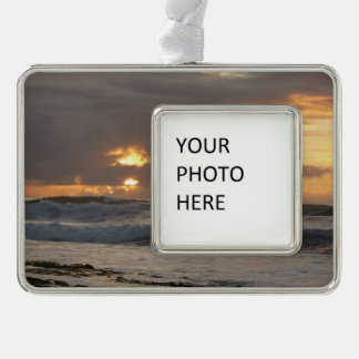 San Diego Sunset IV California Seascape Silver Plated Framed Ornament