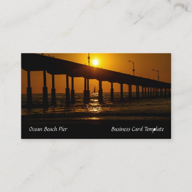 San Diego Sunset Ocean Beach Pier Business Card (Front)