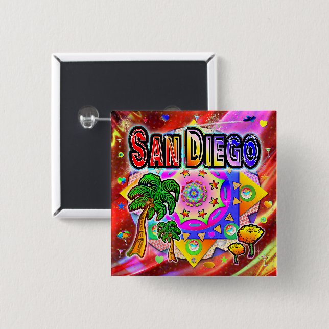 San Diego Tropical Friends Button (Front & Back)