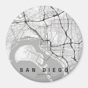 San Diego USA City Map Minimal Design Magnet