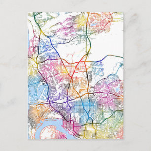 San Diego USA City Map Postcard