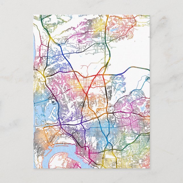 San Diego USA City Map Postcard (Front)