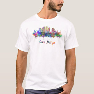 San Diego V2 skyline in watercolor T-Shirt
