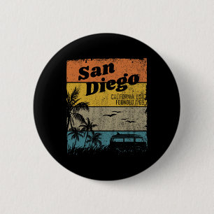 San Diego Vintage California Beach Surfing Retro S 6 Cm Round Badge