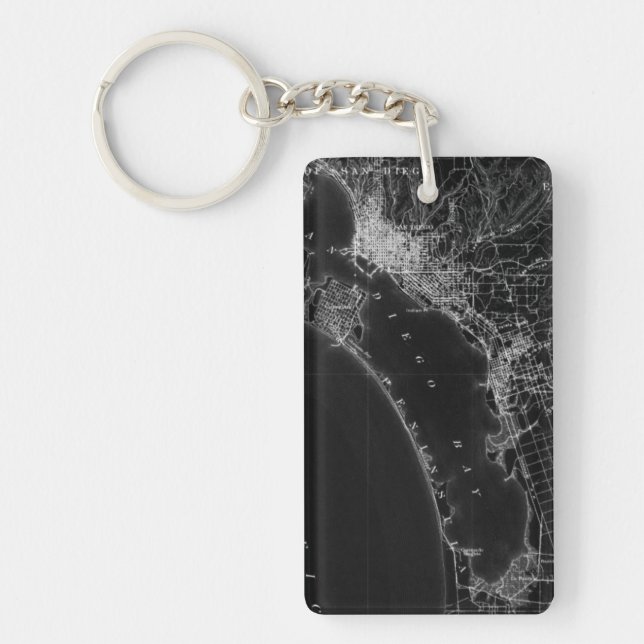 San Diego Vintage Map Key Ring (Front)