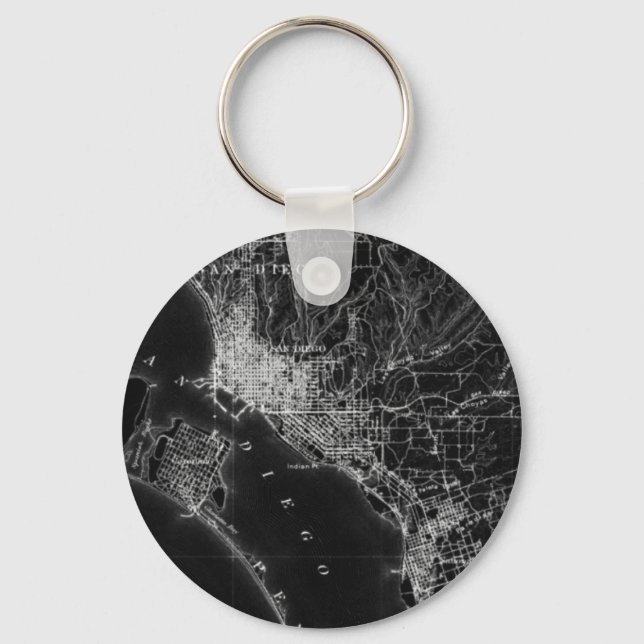 San Diego Vintage Map Key Ring (Front)