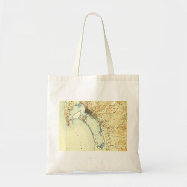 San Diego Vintage Map Tote Bag (Front)