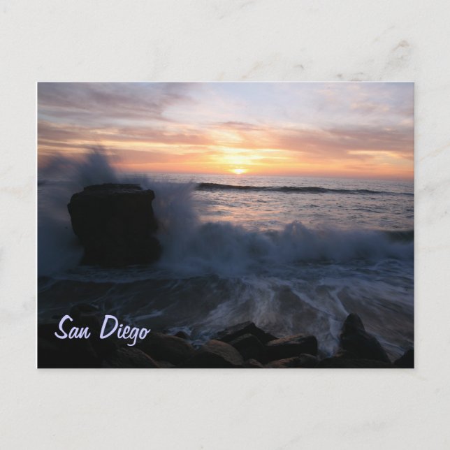San Diego waves at sunset Postcard (Front)