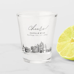 San Diego Wedding Favour Personalised Cheers Shot Glass