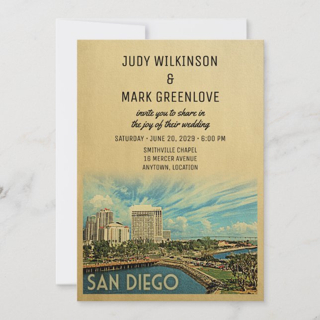 San Diego Wedding Invitation California (Front)