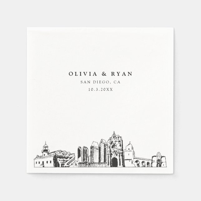 San Diego Wedding Minimalist Paper  Napkin (Front)