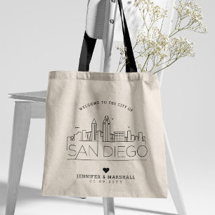 San Diego Wedding   Stylised Skyline Tote Bag