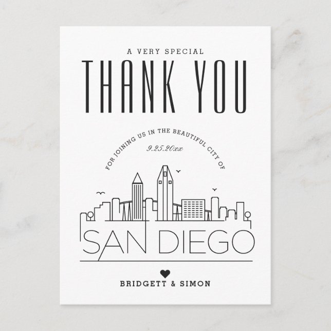 San Diego Wedding | Thanks for Coming! Postcard (Front)