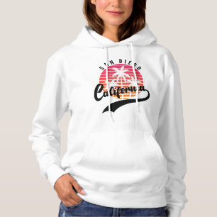 San Diego White Retro Sunset Hoodie