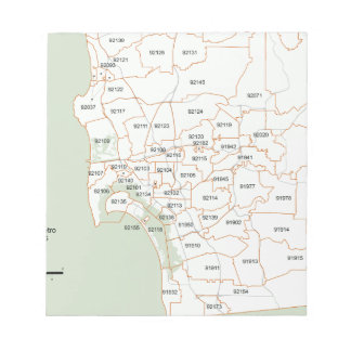 San Diego Zip Code Map Notepad