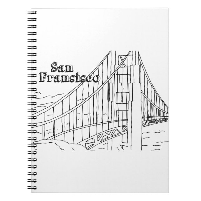San Fran Golden Gate Bridge California Art Design Notebook (Front)