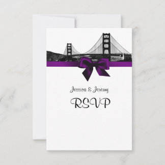 San Fran Skyline Etched BW Purple RSVP Menu