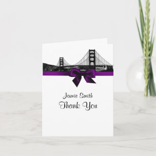 San Fran Skyline Etched BW Purple Thank You #2 Card