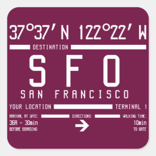 San Francisco Airport Code Square Sticker