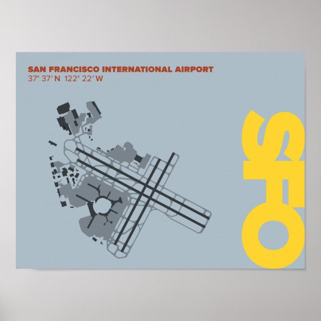 San Francisco Airport (SFO) Diagram Poster (Front)