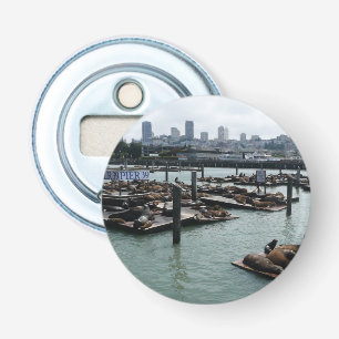 San Francisco and Pier 39 Sea Lions City Skyline Bottle Opener