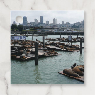 San Francisco and Pier 39 Sea Lions City Skyline Favour Tags