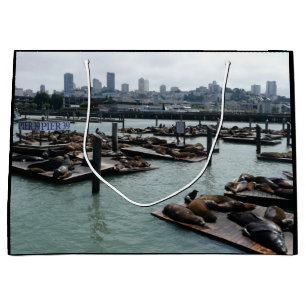 San Francisco and Pier 39 Sea Lions City Skyline Large Gift Bag