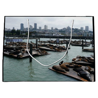 San Francisco and Pier 39 Sea Lions City Skyline Large Gift Bag
