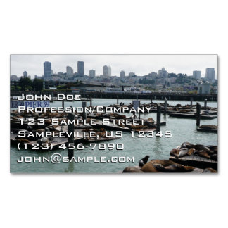 San Francisco and Pier 39 Sea Lions City Skyline Magnetic Business Card
