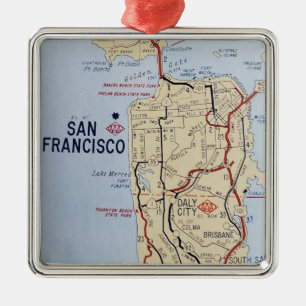 San Francisco Area Map  Metal Tree Decoration