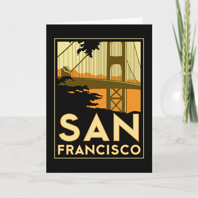 San Francisco Art Deco Travel Poster Card (Front)