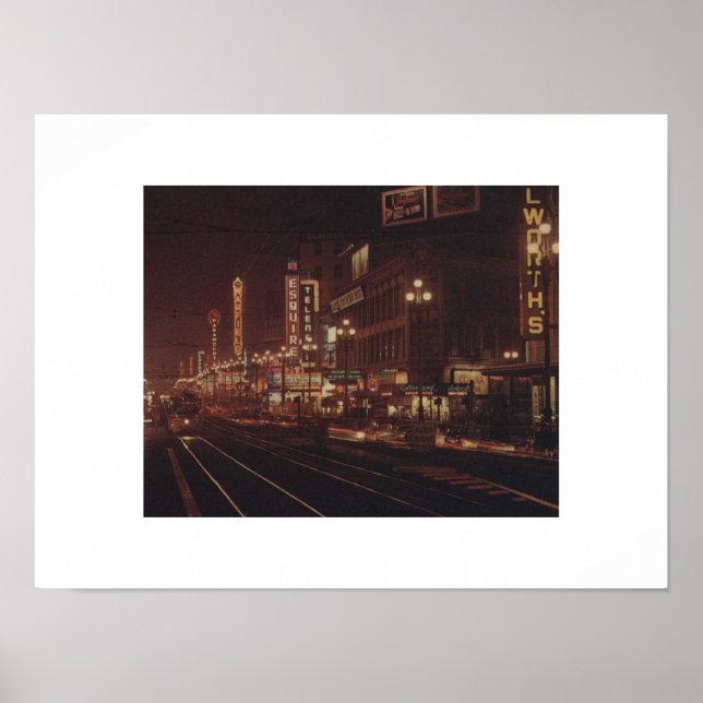 San Francisco at Night 1950s Market Street Poster (Front)