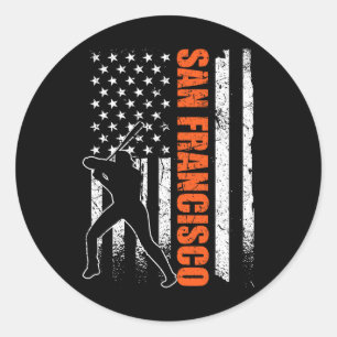 San Francisco Baseball Flag Usa Vintage Patriotic  Classic Round Sticker