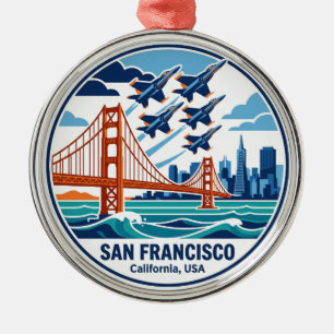 San Francisco Bay Air Show (Blue Angels) Metal Tree Decoration