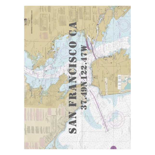 San Francisco Bay Authentic NOAA Nautical Chart Tablecloth (Front)
