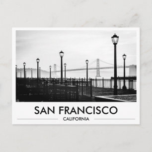 San Francisco Bay Bridge Embarcadero Black & White Postcard