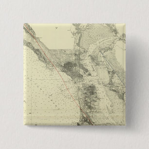 San Francisco Bay showing San Andreas Rift 15 Cm Square Badge