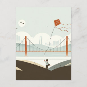 San Francisco Breeze - Child's Kite Flying Holiday Postcard
